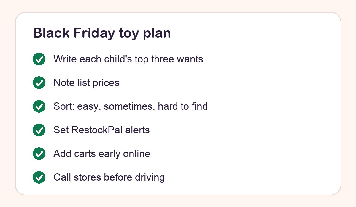 Checklist of six steps for planning Black Friday toy shopping