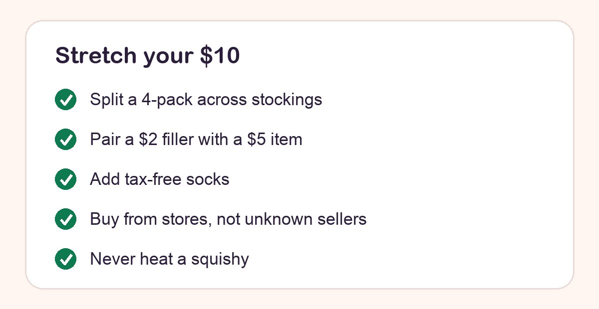 Checklist of five ways to stretch a ten dollar stocking stuffer budget
